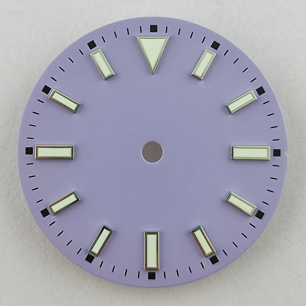 قرص ساعة NH35 Morandi قرص أرجواني وردي أخضر مناسب لملحقات قرص الشعار المخصص لحركة NH35/NH36/4R/7S/8215