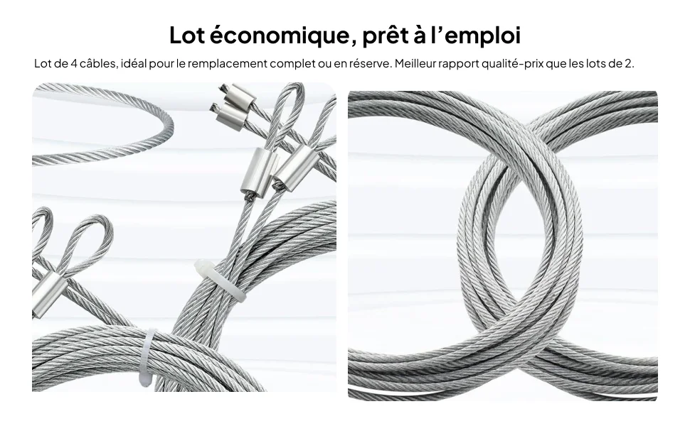 4Pcs Garage Door Cables Premium 4.1M Long Replaces Garage Door Safety Cable