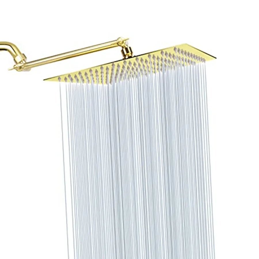 

Ra Shower Head with 11'' Adjustable Extension Arm, Large Staless Steel High Flow Rafall Square Head, Bath Shower Waterfall Full