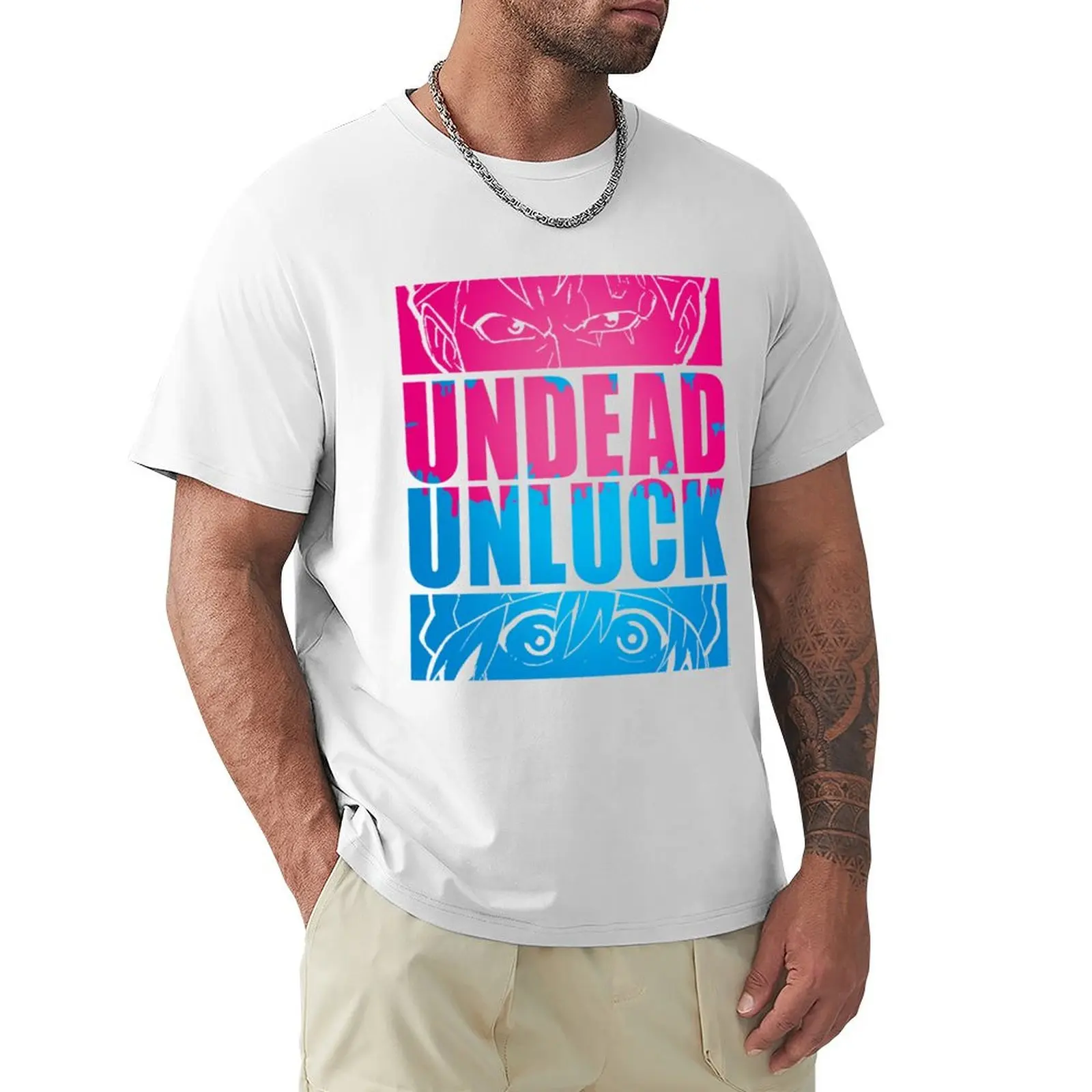 Undead Unluck Shirt Vintage Washed Unisex Oversized Anime Streetwear Soft Cotton Short Sleeve Tee Gift Clothing Tops Hot Sale