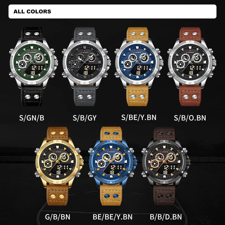 NAVIFORCE Top Brand Men's Sports Watches Waterproof Digital Military Quartz Wristwatch Dual Display Clock Relogio Masculino 2023