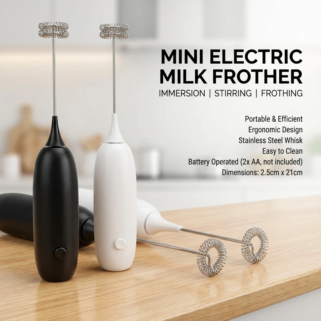1PC Automatic Handheld Egg Beater Milk Froth Mixer Battery Operated Coffee Whisk Kitchen Tool for Foam Creation