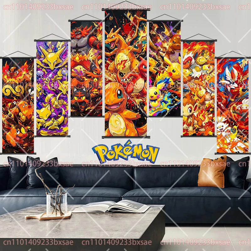 

Pokémon Classic Character Scroll Painting Squirtle Charizard Gengar Charmander Pikachu Hanging Painting Festival Gift Preferred