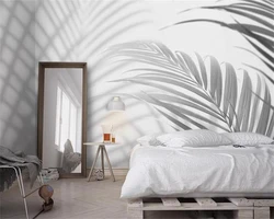 beibehang Customized New Nordic Simple and Luxury Black Gold Leaves Tropical Plant Bedroom Background Wallpaper