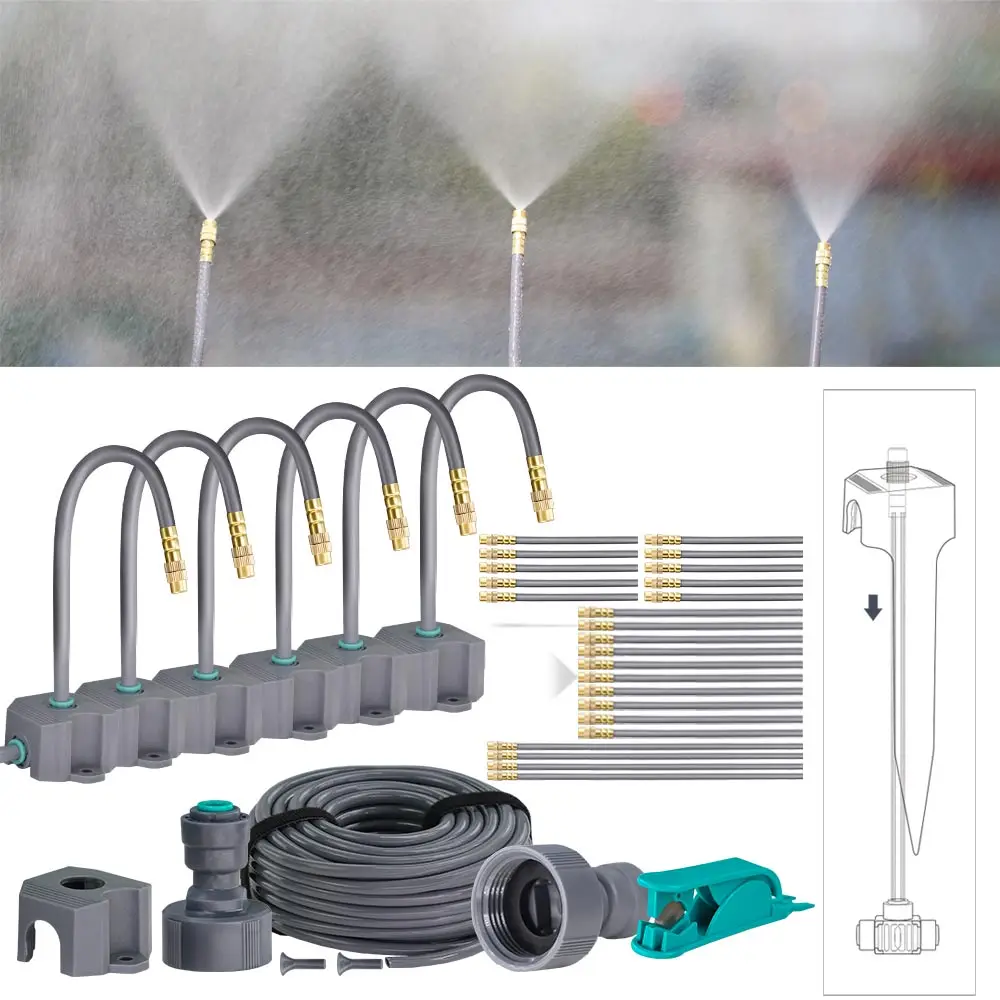 High-Performance 20cm Brass Nozzle Automatic Misting System - Quick Connect Spray for Garden 1/4