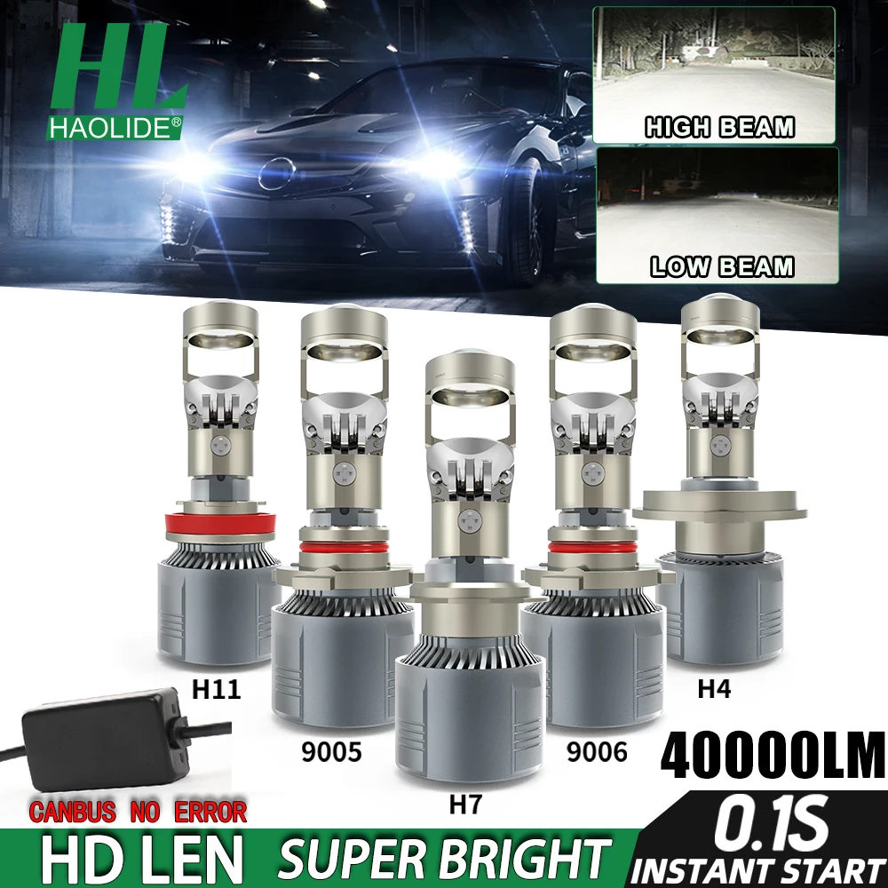 

HAOLIDE NEW Mini Projector Lens H7 H11 Led Headlight Bulb Canbus H4 9005 HB3 9006 HB4 HiLow Beam 40000LM 6500K Auto Headlamp 12V