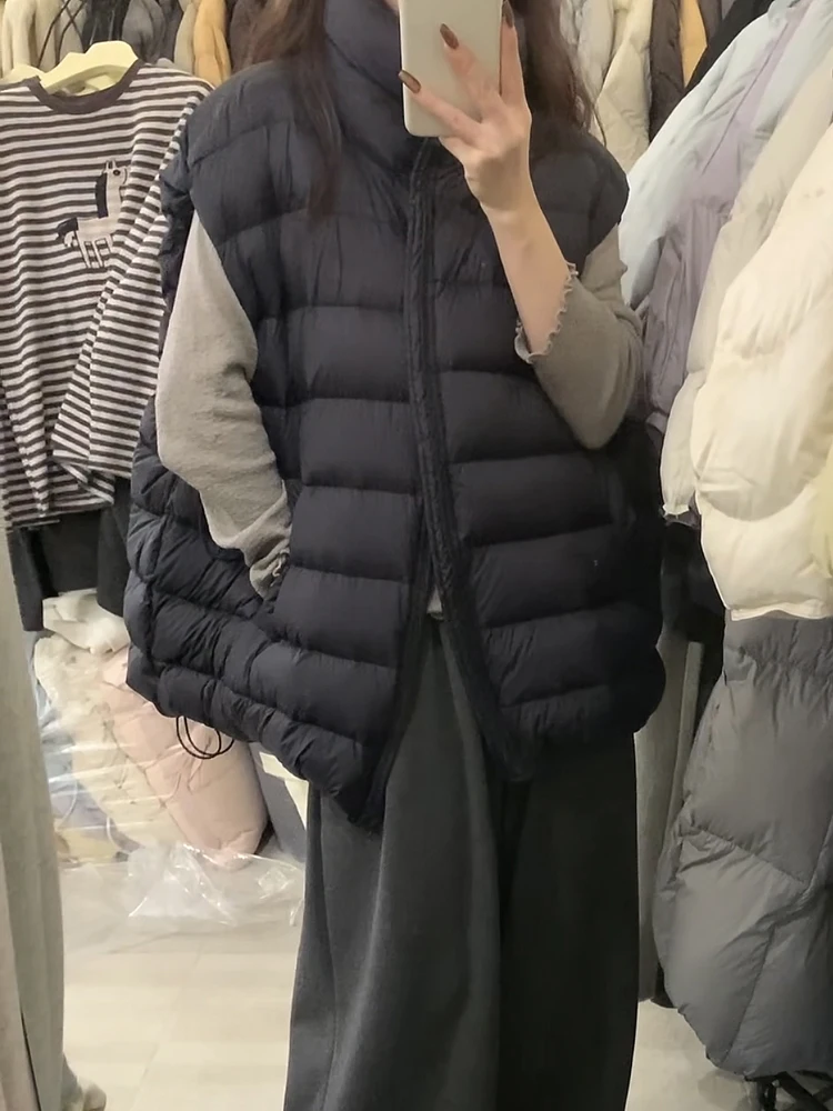 

Light down Turtle Ba Vest Women's Loose Fit Stand Collar down Jaet Korean Sle Warmth Faion 2025 Winter New Arrival