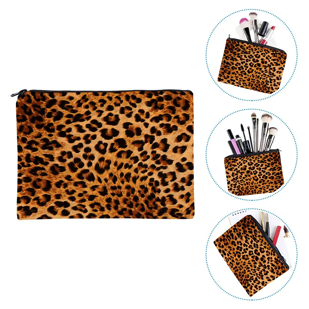 

Waterproof Makeup Set Leopard Print Organizer Pouches For Travel Storage Girls Hand Bag Daily Lipstick Brush