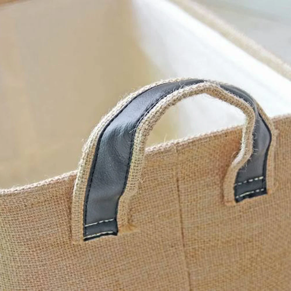 

Portable Jute Storage Basket Large Size Handles Sundries Organizer Desktop Box Lightweight Jute Storage Basket