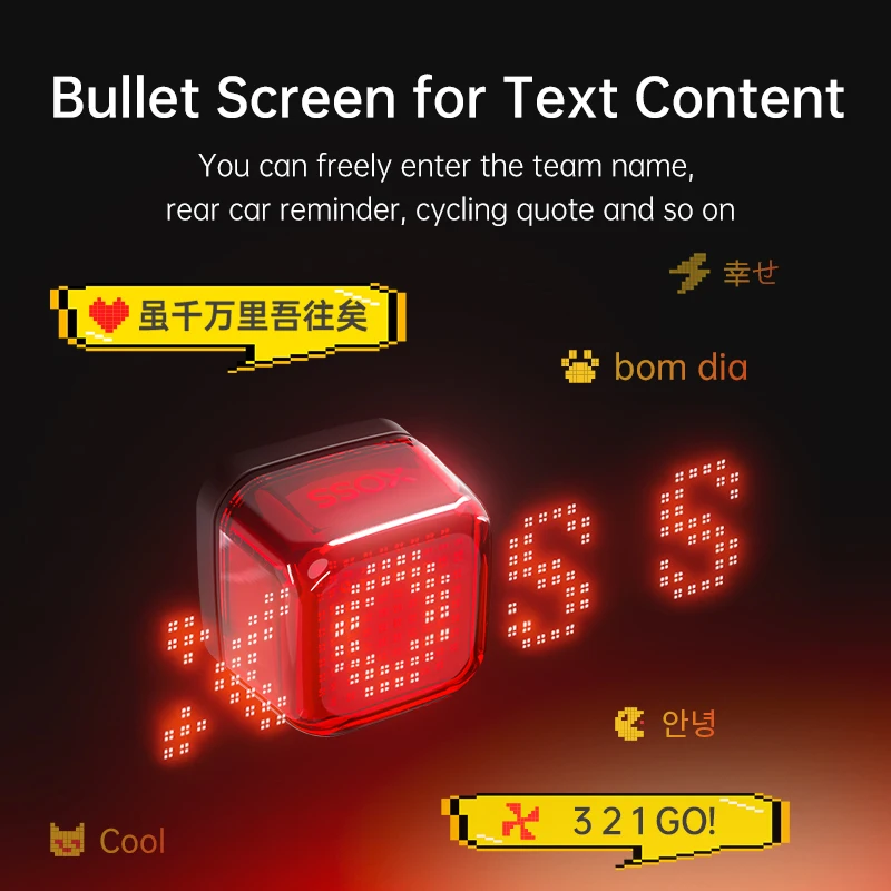 XOSS Nebula Smart Matrix Light System for Cycling Braking Taillight DIY Patterns Waterproof Warning Brake Rear Light