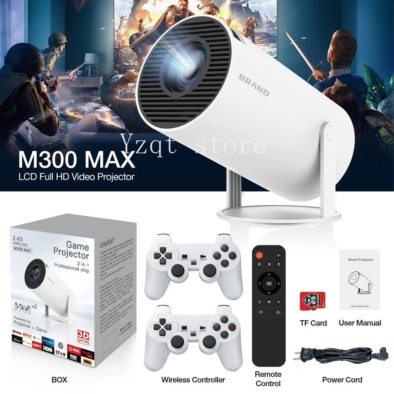 Cross-border popular M300MAX portable home projection game console RK3326 chip H713 chip stable and high