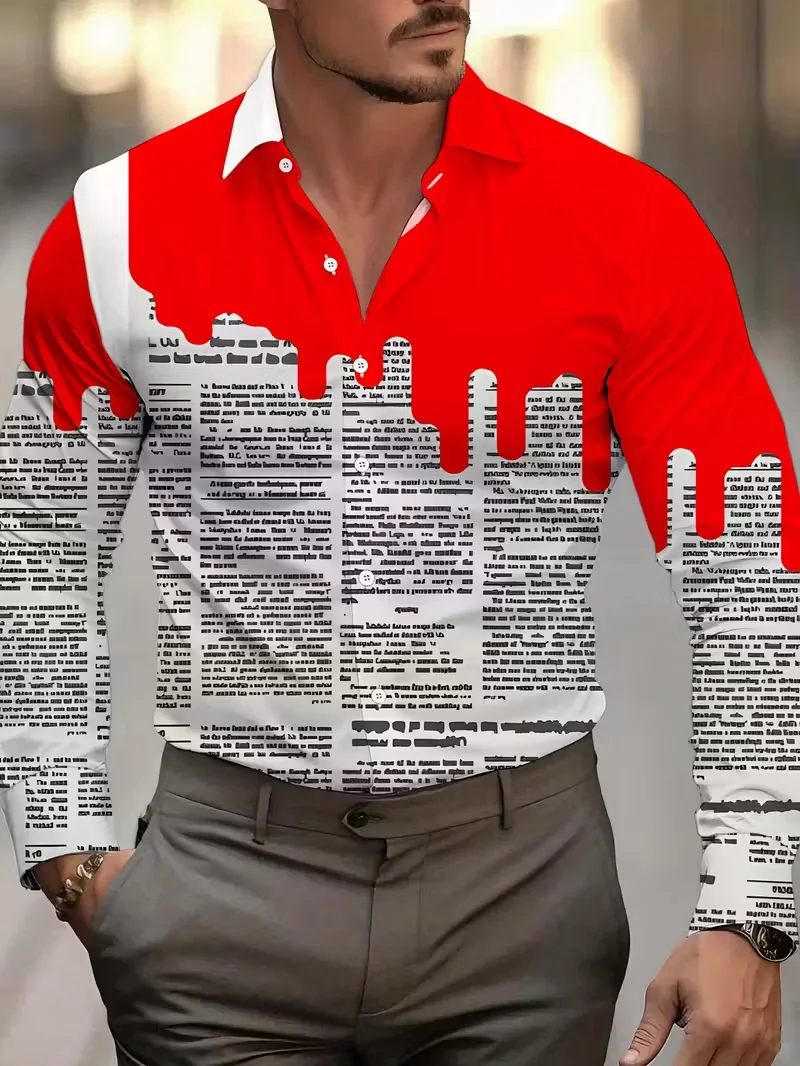 

Мужская рубашка с длинными рукавами и 3D-принтом перьев, мужской топ с удобным воротником, гавайская мужская рубашка, новый топ