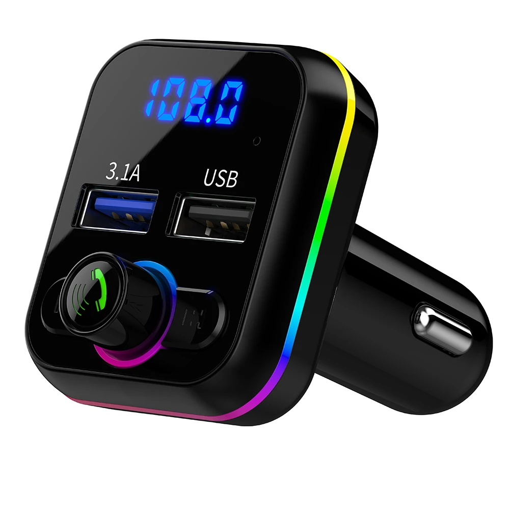 مشغل موسيقى Mp3 للسيارة متوافق مع بلوتوث V5.0 بدون استخدام اليدين USB U Disk Fm Transmitter شاحن سريع