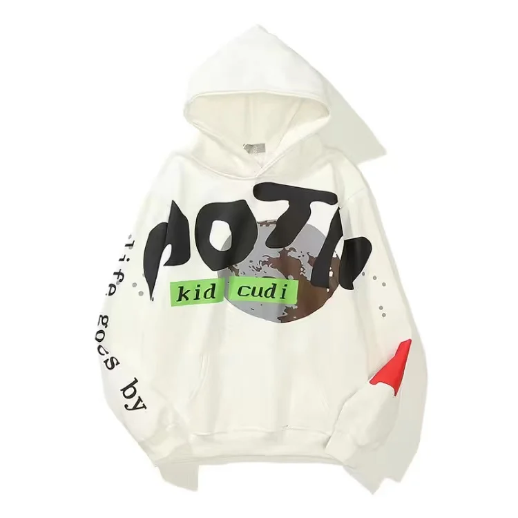 

Mens Varsity Hoodies Kanye Kid Qudi Print Fleece Hooded Jumper Sports Sweatshirts Balloon Fashion Tops Streetwear Oversize Hoody