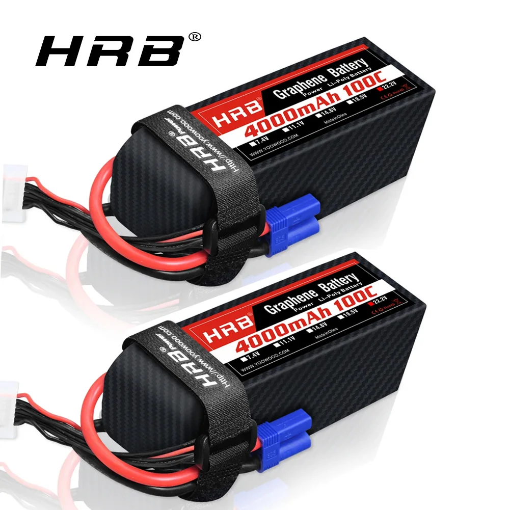 HRB 22,2V 4000mAh Graphen-Akku 100C 6S RC Lipo-Akku mit EC5-Anschluss für RC-Auto, RC-Truck, Monster-RC, RC-Drohne, Helikopter, Boot