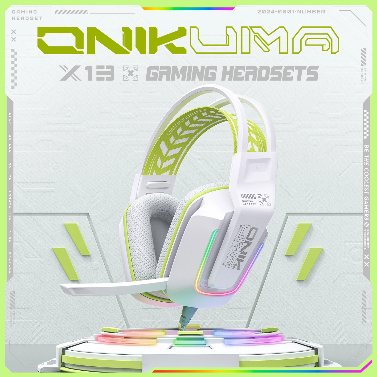 

ONIKUMA Gaming Headset: Immersive audio with noise-cancelling microphone, RGB lights and soft memory ear cups.