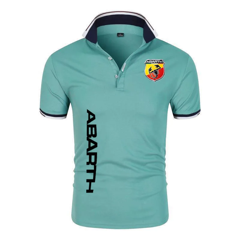 2024 new solid color men\'s POLO shirt oversized T shirt abarth print loose trend business casual men short sleeve top