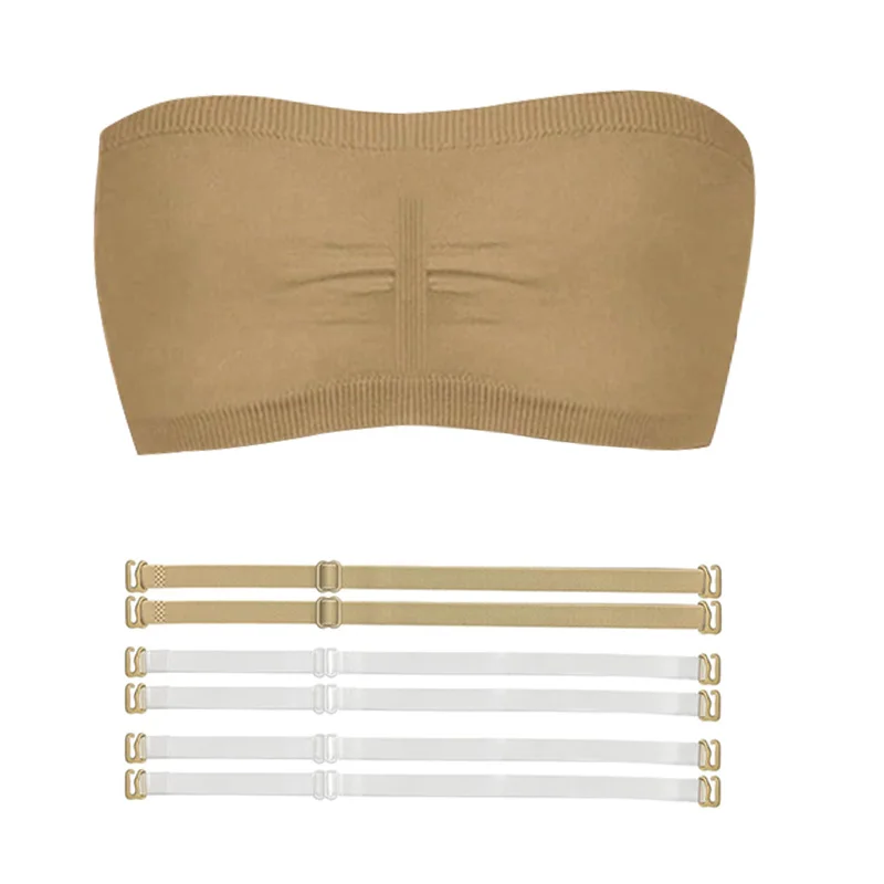 Бюстгальтер-бандо для девочек, бесшовные тренировочные бюстгальтеры с прозрачными бретелями для девочек, гимнастический, танцевальный спортивный укороченный топ с подкладкой на груди