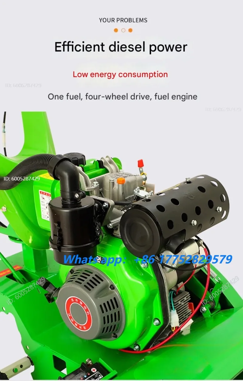 Micro-Tillage Weeder Small Household Tillage Rotary Tiller Hard Ground Tiller New Four-Wheel Drive Diesel Garden Power Tools