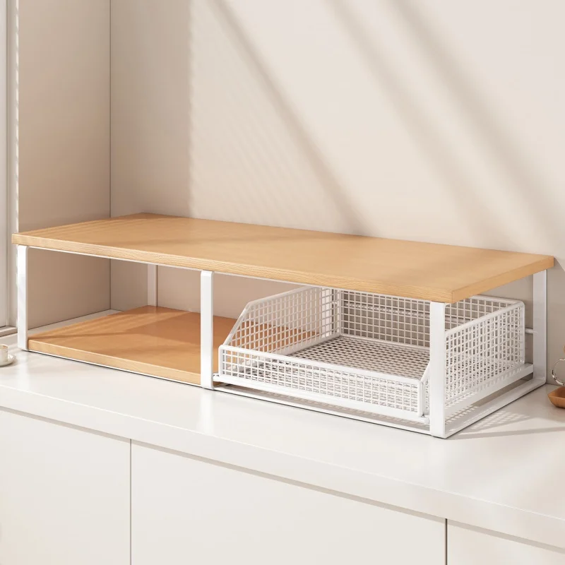 Kitchen Desktop Organizer Rack Tea Bag Cup Holder Kitchen Table Display Stand Metal Material Microwave Shelf Storage Rack view 4