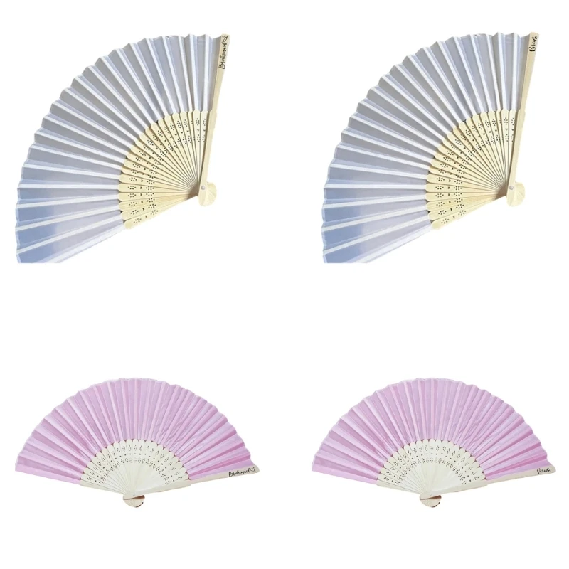 Elegant Bride Bridesmaid Folding Fan with Ribs Engagement Hand Fan Bridal Shower Supplies for Wedding Party Favor