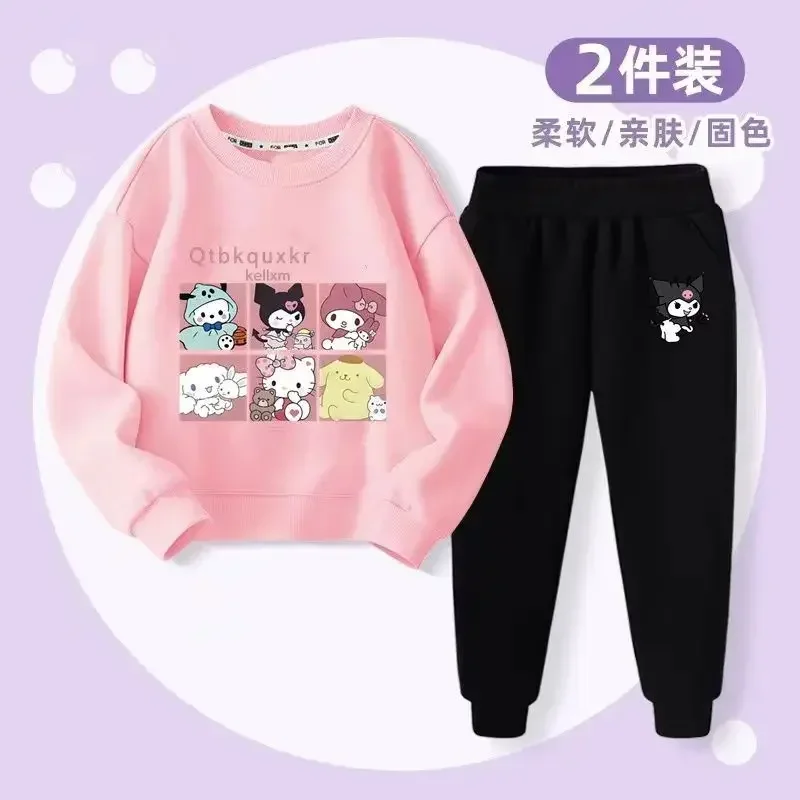 

Sanrio аниме модный костюм для девочек, новинка 2024, детская одежда, повседневный милый костюм Kuromi, детская осенняя одежда, милое девчачье сердце