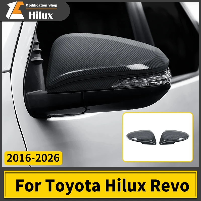 For Toyota 2026-2016 Hilux Revo Pickup Truck Rearview Mirror Cover Cap Trim ABS 2pcs Exterior Decoration Protection Accessories