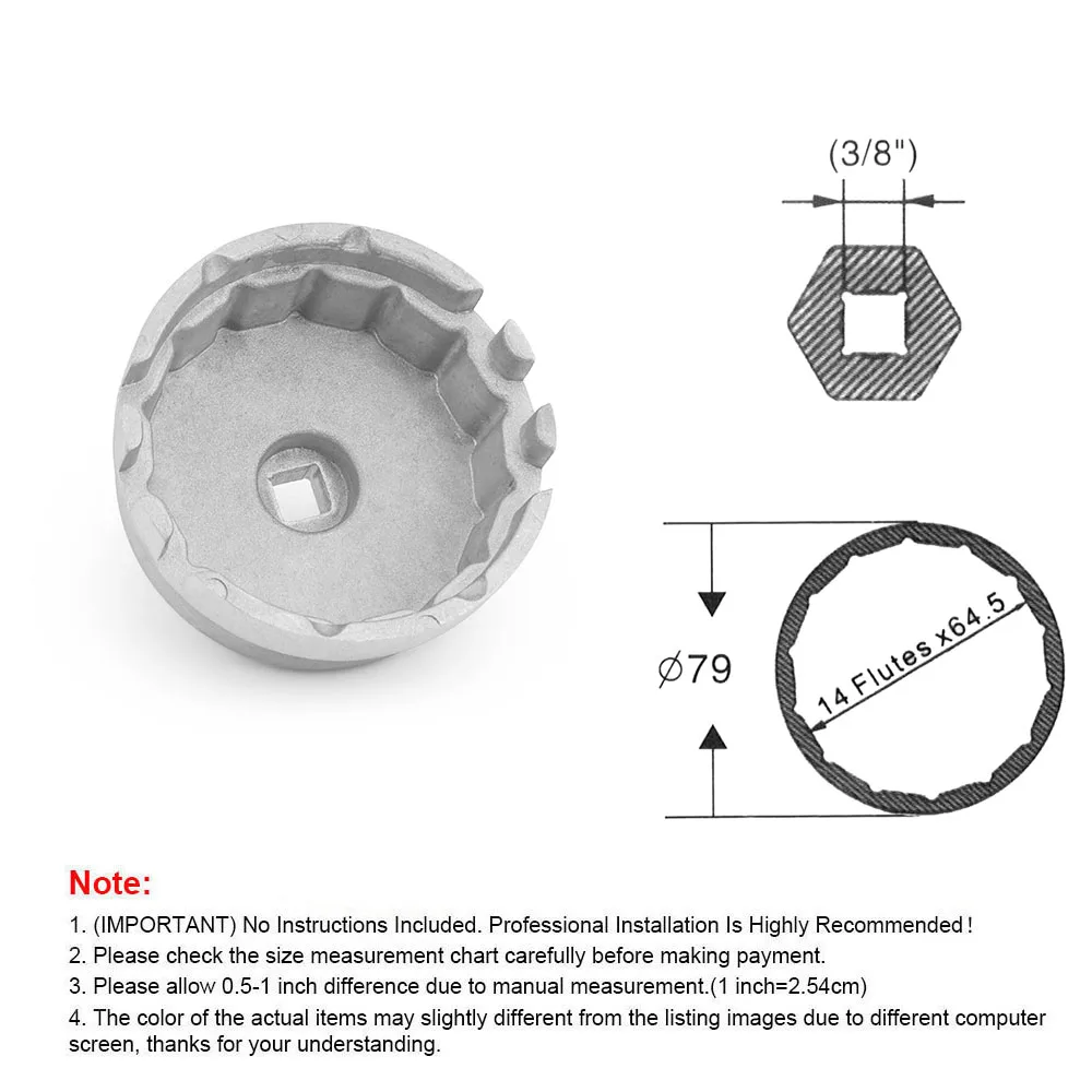 Aluminum Universal 14 Flutes 64.5mm Oil Filter Wrench Cap Housing Tool Remover for Toyota Lexus Rav4 Allion Auris Corolla Axio