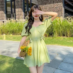 Fashion One-Piece Swimsuit Women Korean New Conservative Skirt Style Slimming Bathing Suit Summer Beach Dress Holiday Swimwear