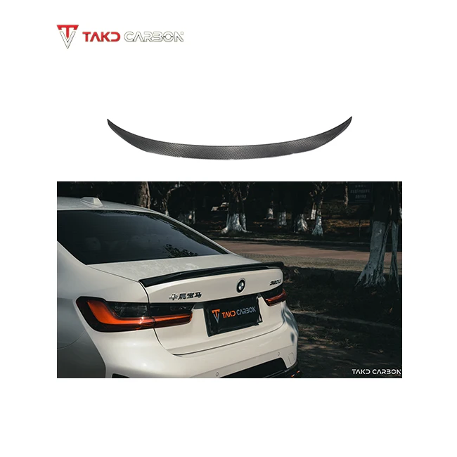 

TAKD Hot Style Real Dry Carbon Fiber Rear Spoiler Wing Universal Trunk Spoiler for Cars for bmws 3 Series G20 LCI 2023-UP