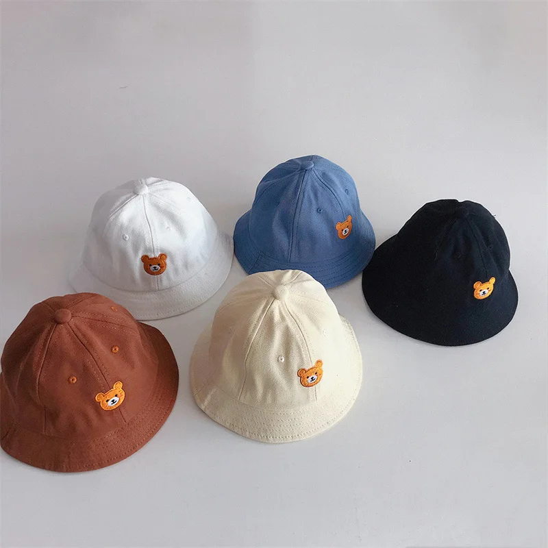 قبعة صياد أطفال كورية ، أقنعة واقية من الشمس في الهواء الطلق ، بلون واحد ، قبعات حوض للأطفال ، قبعة دلو قطنية للأطفال ، أولاد وبنات لطيفة