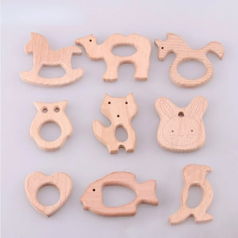 1pcs Wooden Baby Teether Animal BPA Free DIY Pacifier Chain Necklace Accessories Tooth Pendant Nursing Hedgehog Bird