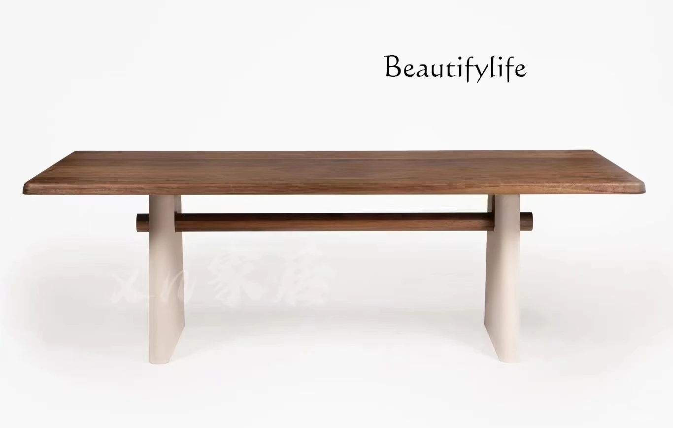 Medieval wabi-**** style solid wood dining table simple modern designer desk desk Nordic retro style log long table