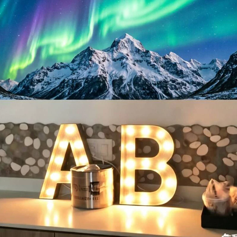 Custom Light Up Marquee Letters | Rustic Paper Mache Decor with Lighted Bulbs Batteries not included.