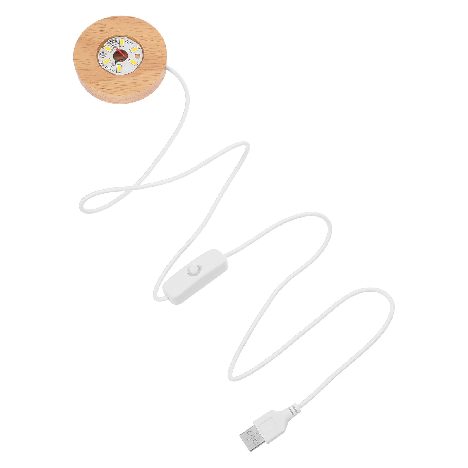 

USB Powered Wooden LED Light Base for Crystal Ball Display Warm Lamp Round Shape Glass Art Lighted Holder Light Stand for Sphere