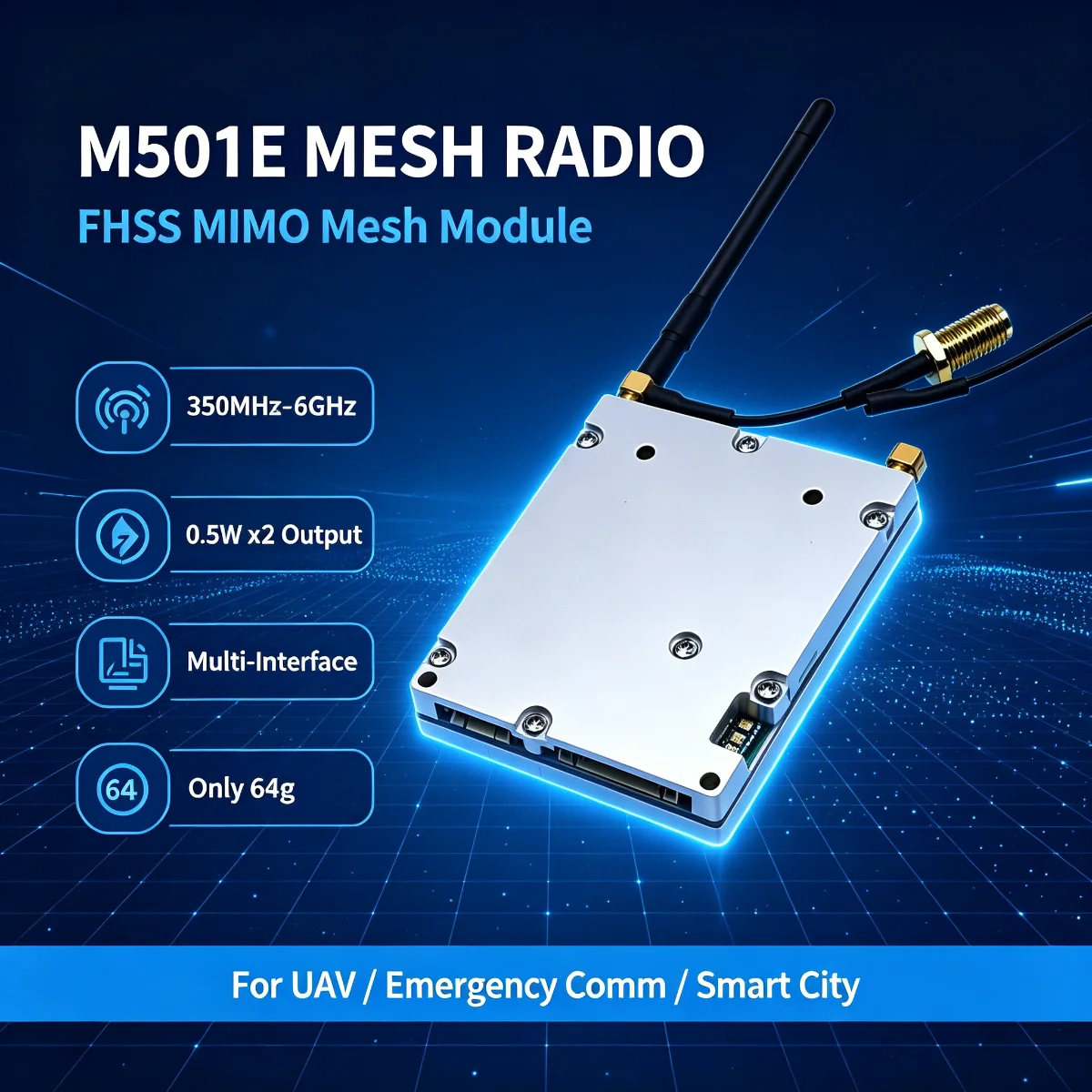 FPV Airborne 1W 15-30KM Multi Hop IP Mesh Network Wireless Communication UAV Video Data Link FHSS Manet Cofdm Hd Transmitter