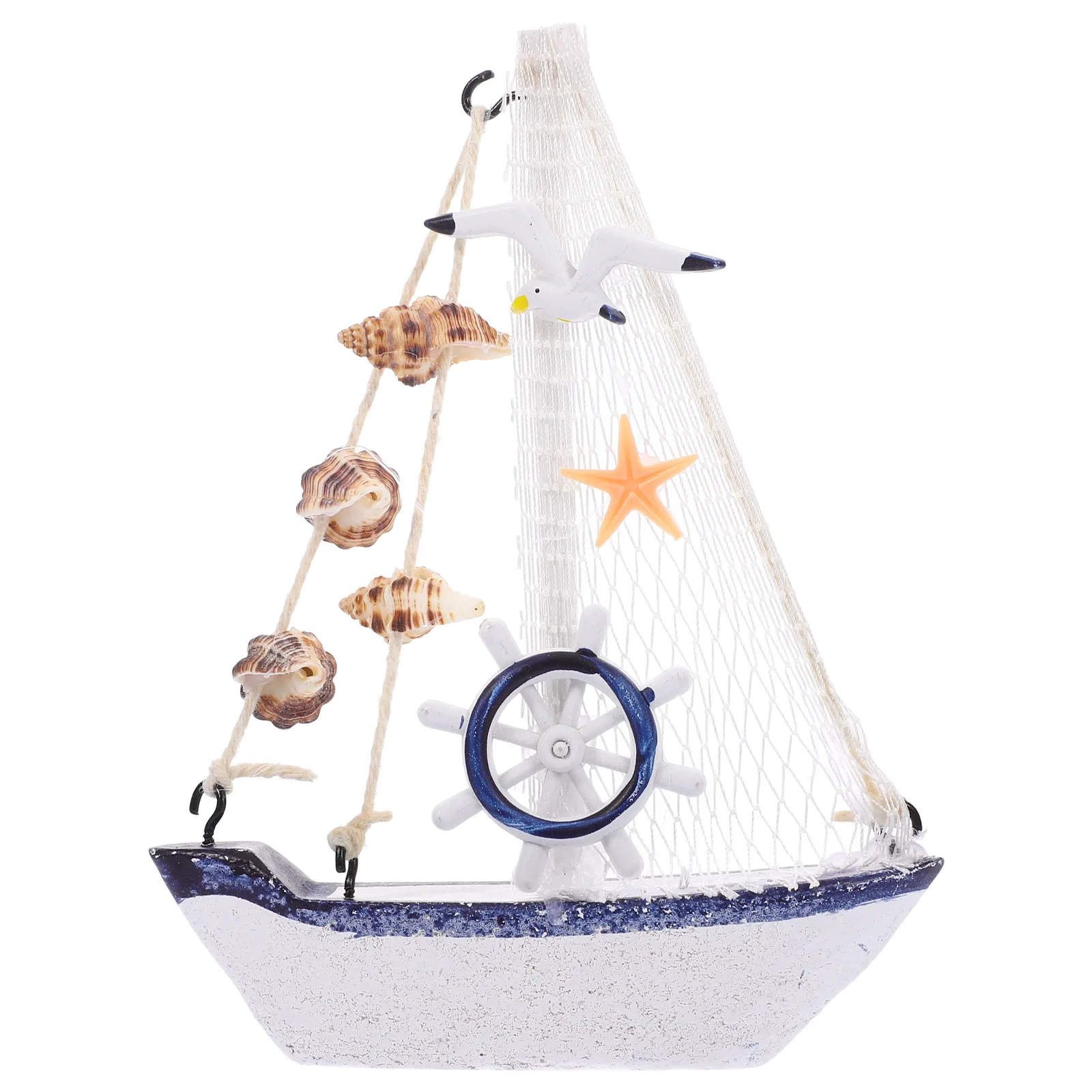 Wooden Sailboat Nautical Sailing Boat Ornament Tabletop Rustic Centerpiece Coastal Theme Decorative Wooden Sailing Ship