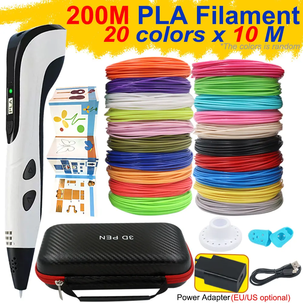 3D Printing Pen for Kids with Power Adapter LCD Screen Travel Case Color PLA Filament Perfect Children's Birthday Christmas Gift