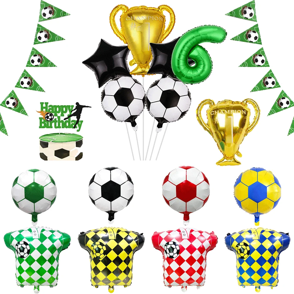 Football Themed Disposable Tableware Knives And Forks Football Champion Number Jerseys Cake Inserts Boys Football Party Supplies