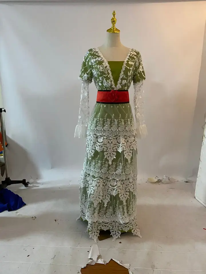Titanic Rose Cosplay Costume Rose Lace Dress Rose Romantic Evening Gown Dress Regency Long Dress