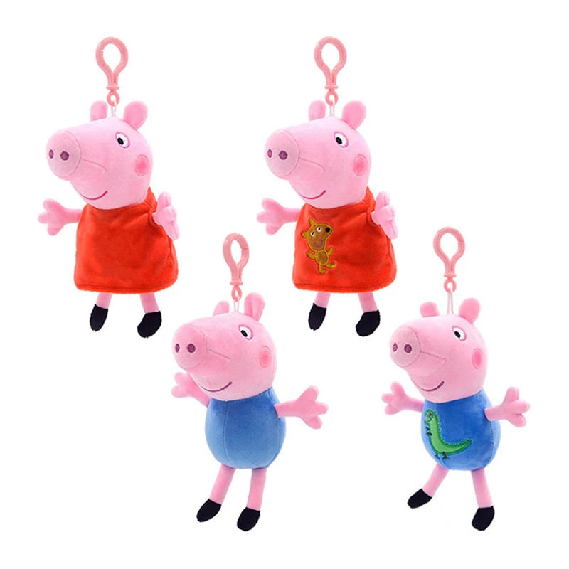 Peppa Pig-juguetes de peluche con hebilla para niños, de 19 CM muñeco de peluche suave, de alta calidad, de dibujos animados de George, regalos de cumpleaños