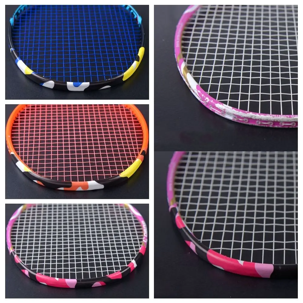 Pegatina de cabeza de raqueta de bádminton multicolor, cinta protectora de marco de PU de 1,7x25cm, pegatina protectora de marco de raqueta de desmontaje