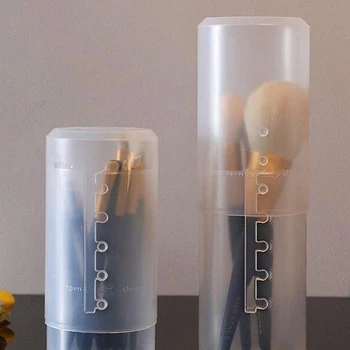 메이크업 브러쉬 펜 홀더, 투명 개폐식 보관 버킷, 휴대용 먼지 벨트 커버, 1 개 