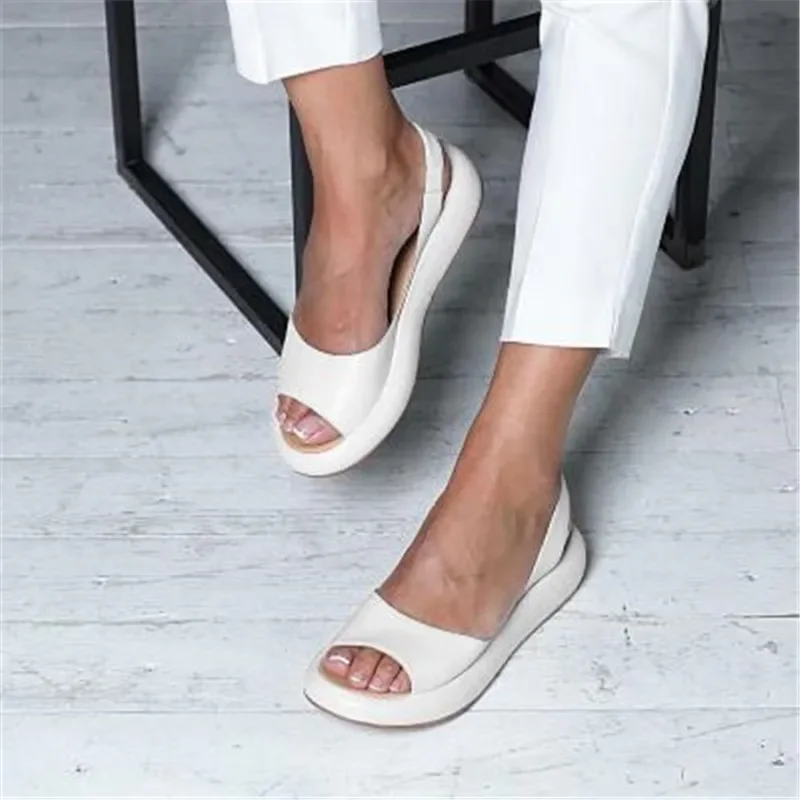 Women Flat Women\'s Sandals Woman Peep Toe Female Elegant Flat Shoes 2021 Ballet Flats Plus Size 42 43 Shoes Woman Orange White