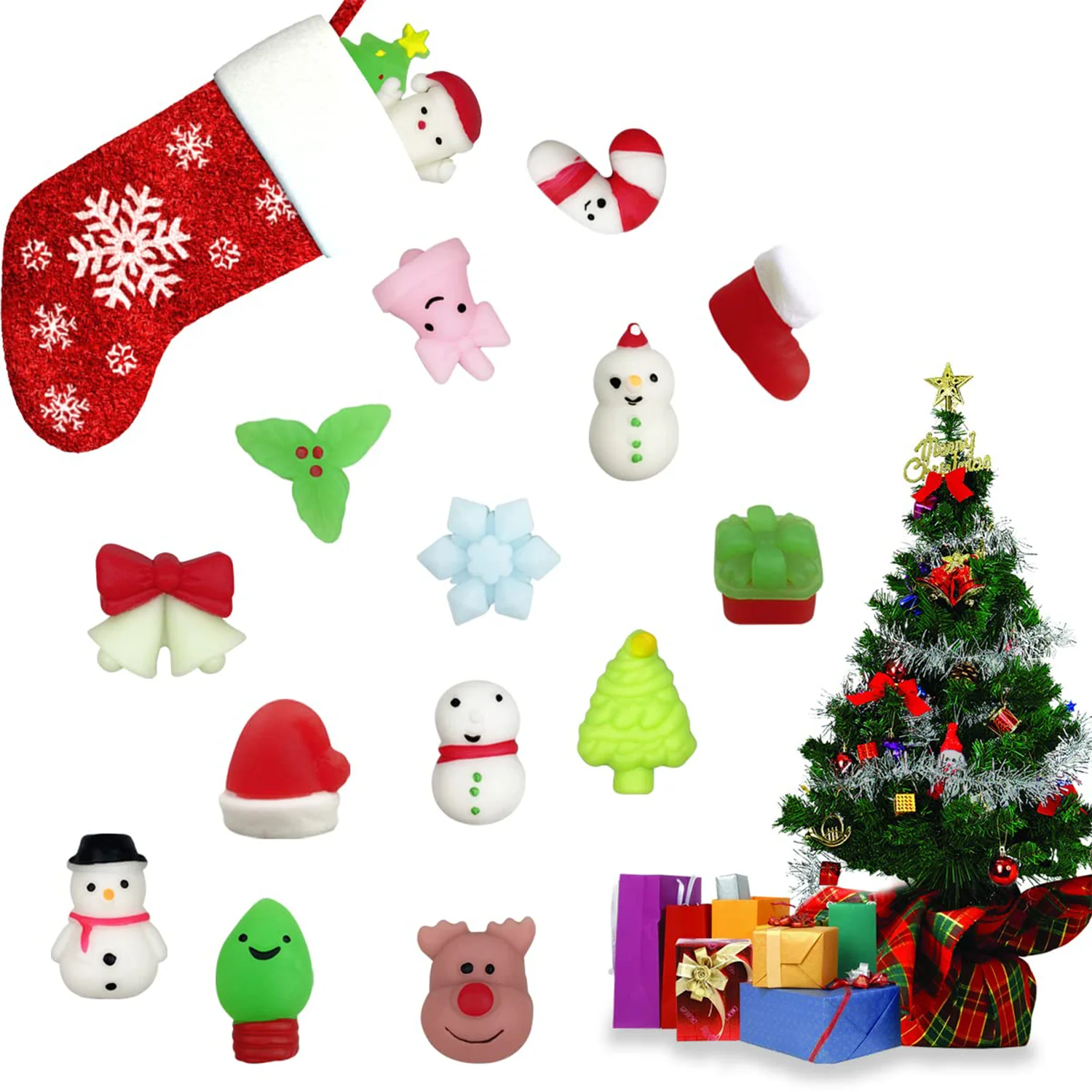 

Various styles of Christmas pinch toys, cute Christmas balls, Christmas party socks gifts