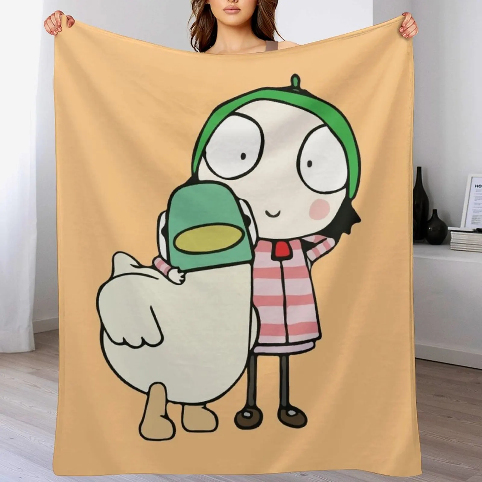 

Sarah and Duck having fun Throw Blanket Long Lasting Soft Plush Blanket for Daily Use