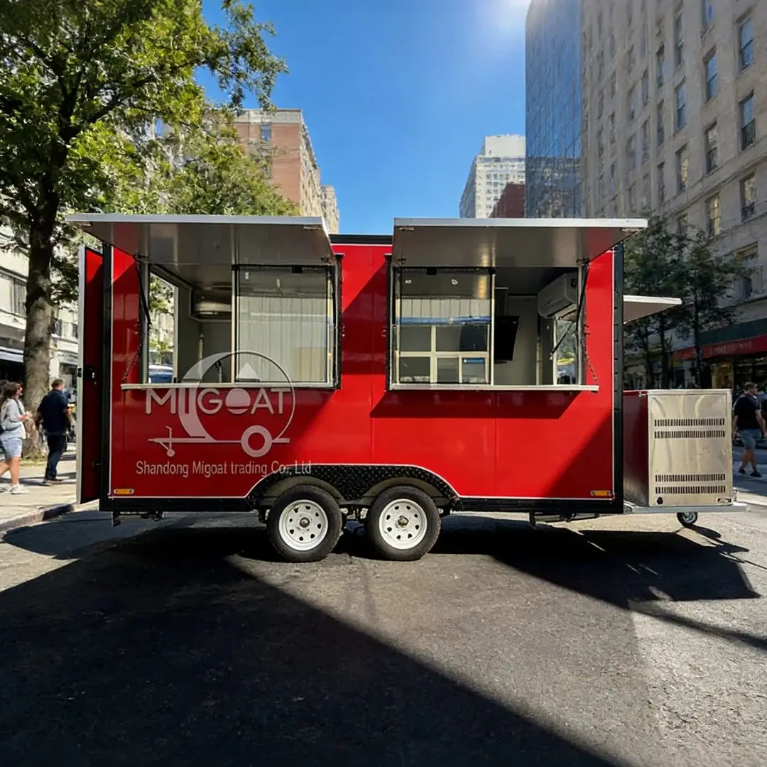 Commercial Mobile Food Truck Stainless Steel Double-Window Multi-Function Snack Trailer Kitchen Equipment Cart for Business Use