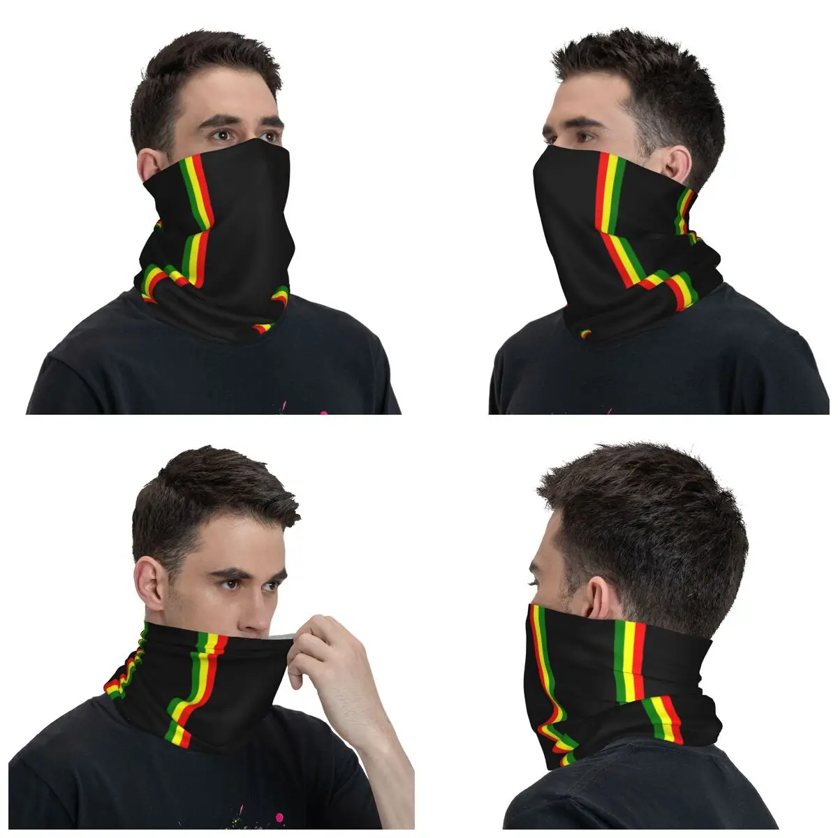 Reggae Rasta Stripe Colors Pattern Bandana Neck Warmer Women Winter Hiking Ski Scarf Gaiter Jamaican Jamaica Proud Face Cover