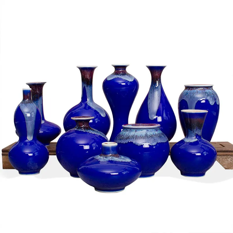 

Small Ceramic Vase,Crack Glaze Kiln, Blue Glaze, Fresh Curio Shelf Ornaments, Gift Decoration Vases, Room Home Decor, Florero