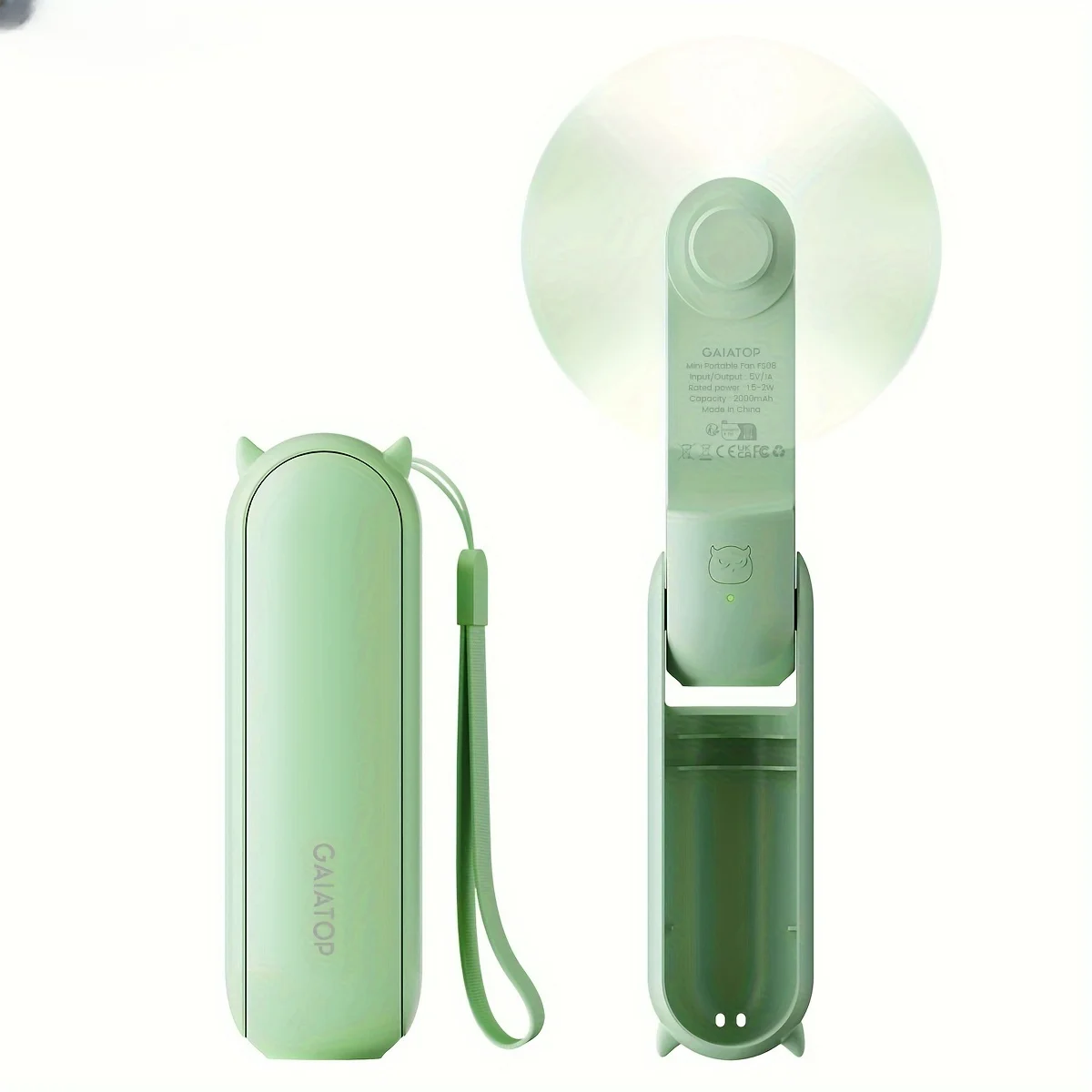 Portable Handheld Fan Compact Folding Design Personal Cooling Device USB Rechargeable 2000mAh Battery Travel Outdoor Activities